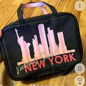 victoria’s secret black leather water proof travel bag with hanging hook